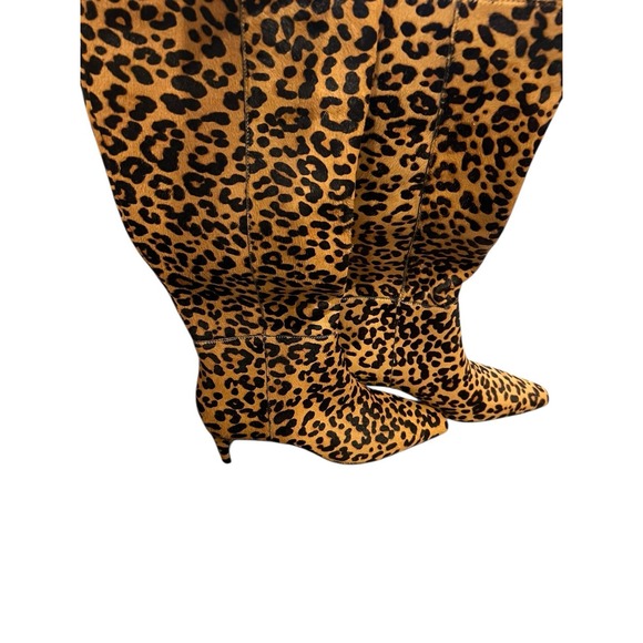 New $190 Steve Madden Dagne Leopard Print Real Fur Kitten Heel Boots 6.5 Womens - Picture 3 of 4